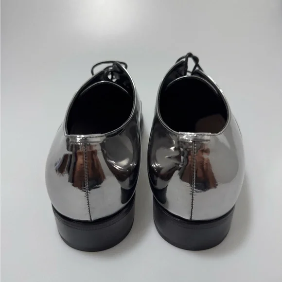 Saint Laurent Adrien 25 Metallic Leather Derby Shoes Silver Men’s EU 40/US 7